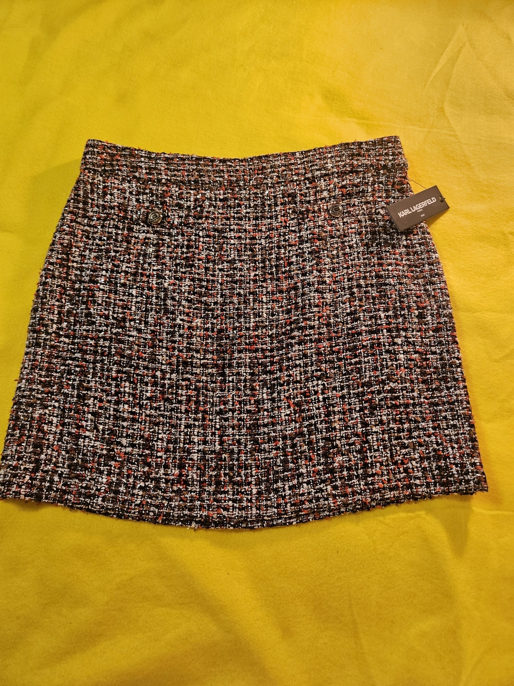Karl Lagerfeld Academia Tweed Mini Skirt- Black , Pink , A Touch Of Sparkle sz16
